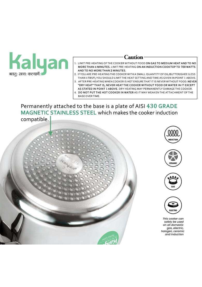 KALYAN Innerlid Classic Induction Base Lime Series Aluminium Pressure Cooker | 3 L | 3.2 Qt - Indya