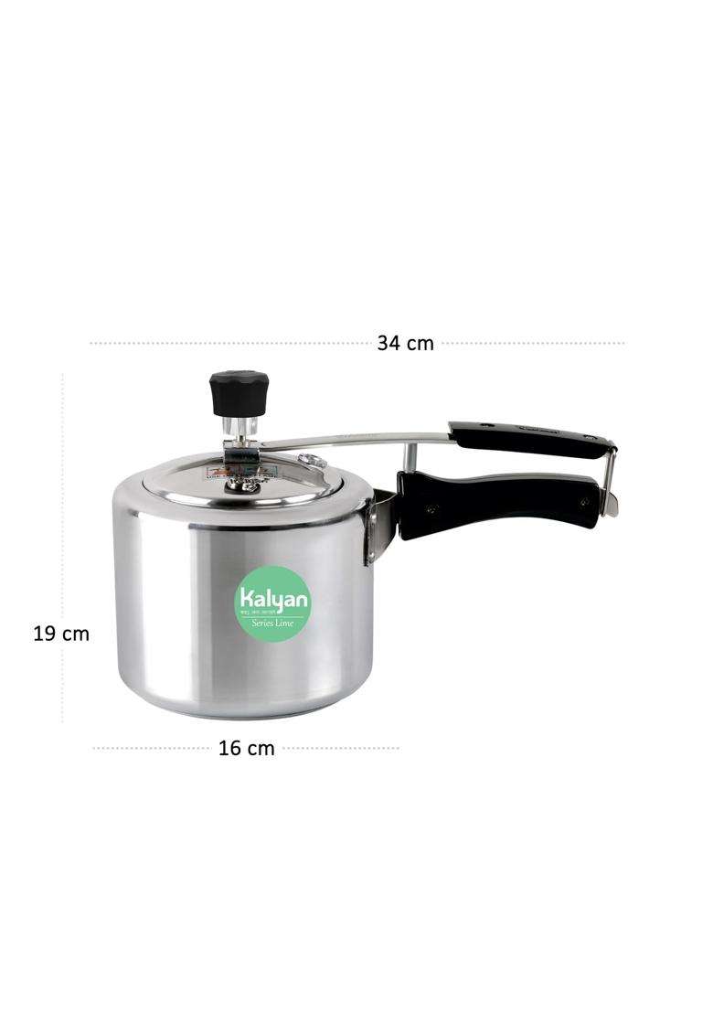 KALYAN Innerlid Classic Induction Base Lime Series Aluminium Pressure Cooker | 3 L | 3.2 Qt - Indya