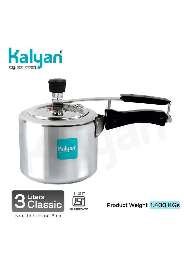 KALYAN Innerlid Classic Non-Induction Base Blue Series Aluminium Pressure Cooker | 3 L | 3.2 Qt - Indya