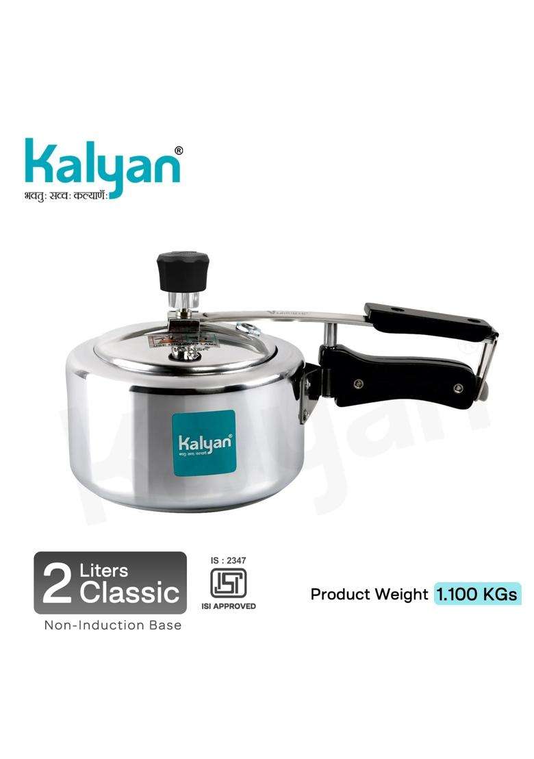 KALYAN Innerlid Classic Non-Induction Base Blue Series Aluminium Pressure Cooker | 2 L | 2.1 Qt - Indya