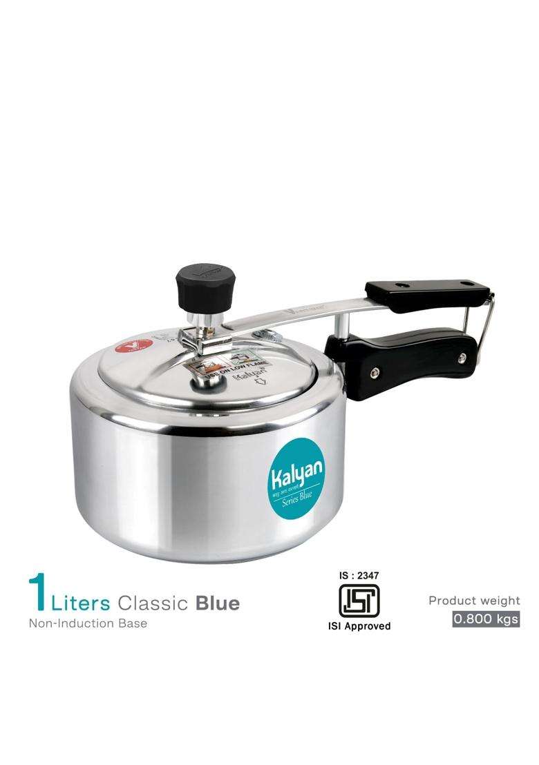 KALYAN Innerlid Classic Non-Induction Base Blue Series Aluminium Pressure Cooker | 1 L | 1.1 Qt - Indya