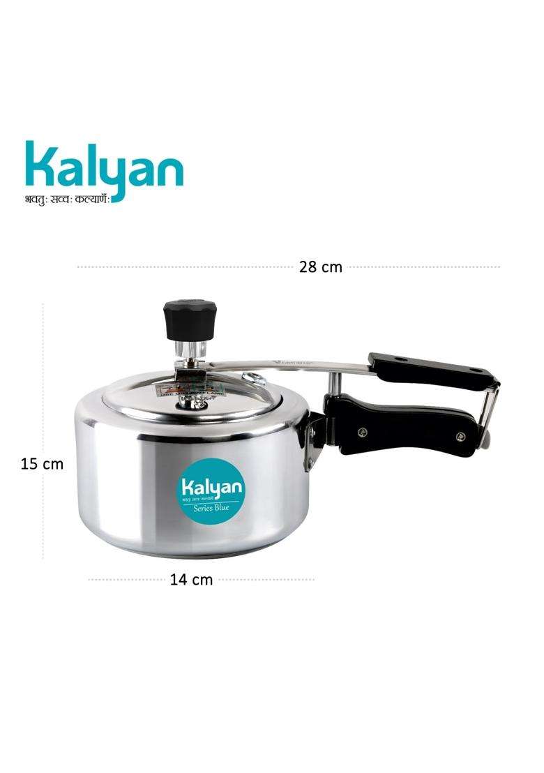 KALYAN Innerlid Classic Non-Induction Base Blue Series Aluminium Pressure Cooker | 1 L | 1.1 Qt - Indya