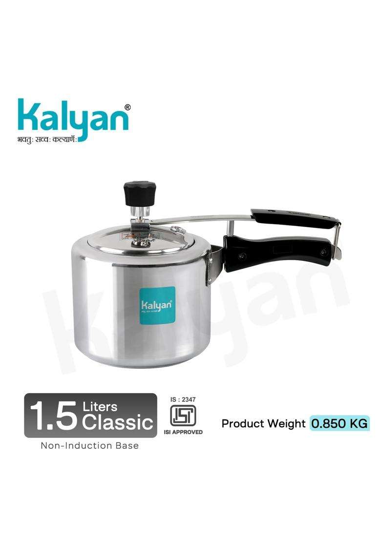 KALYAN Inner Lid Classic Non-induction Base Blue Series Aluminium Pressure Cooker | 1.5 L | 1.6 Qt | Dishwasher Safe - Indya
