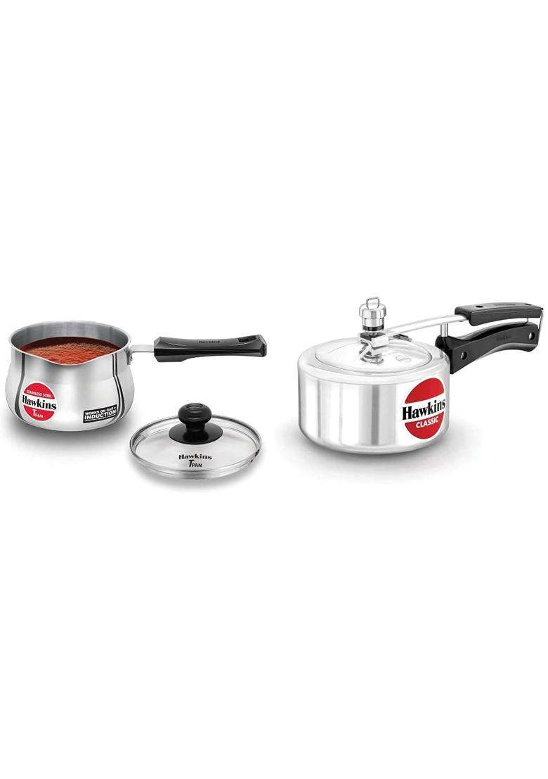 Hawkins Classic Pressure Cooker | 1.5 L | 1.6 Qt | Induction Compatible | With Lid - Indya