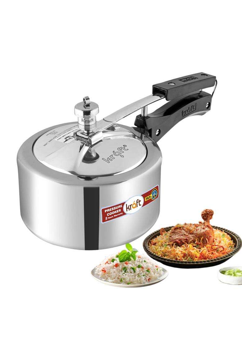 Kraft- follow your imagination Kraft Classic Aluminium Inner Lid Pressure Cooker Medium | 3 L | 3.2 Qt | Induction Compatible - Indya