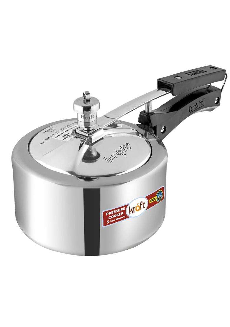Kraft- follow your imagination Kraft Classic Aluminium Inner Lid Pressure Cooker Large | 5 L | 5.3 Qt | Induction Compatible - Indya