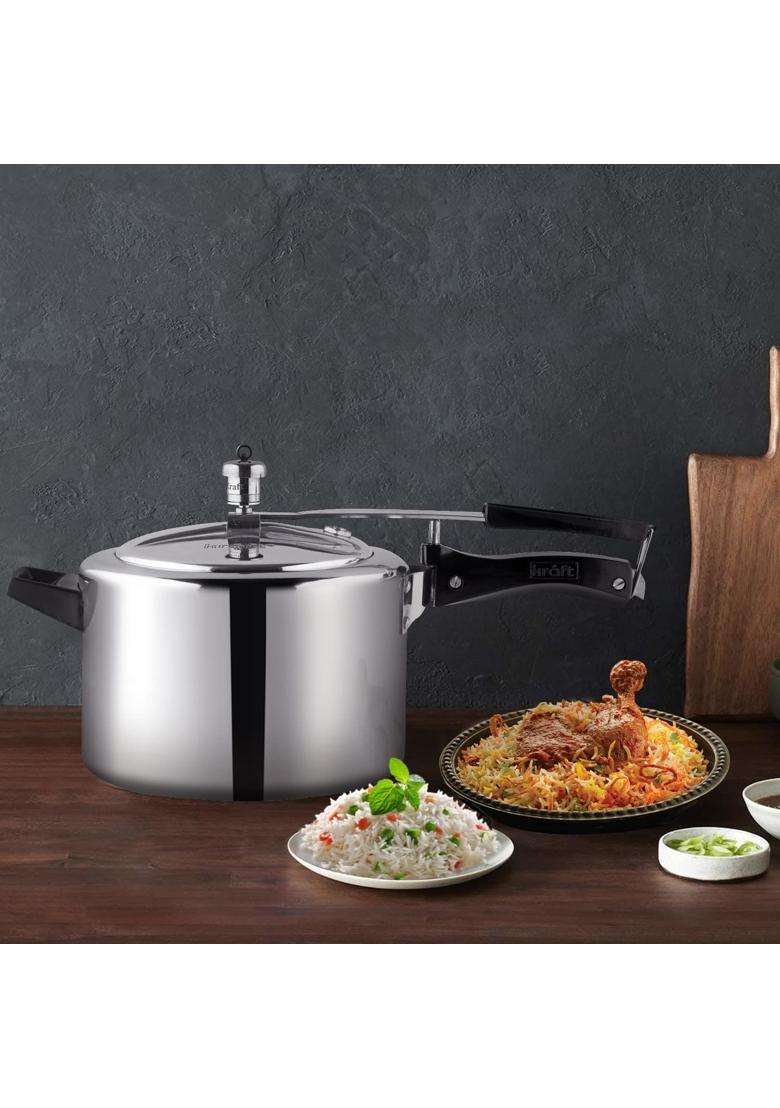 Kraft- follow your imagination Kraft Classic Aluminium Inner Lid Mini Pressure Cooker | 2 L | 2.1 Qt | Induction Compatible - Indya