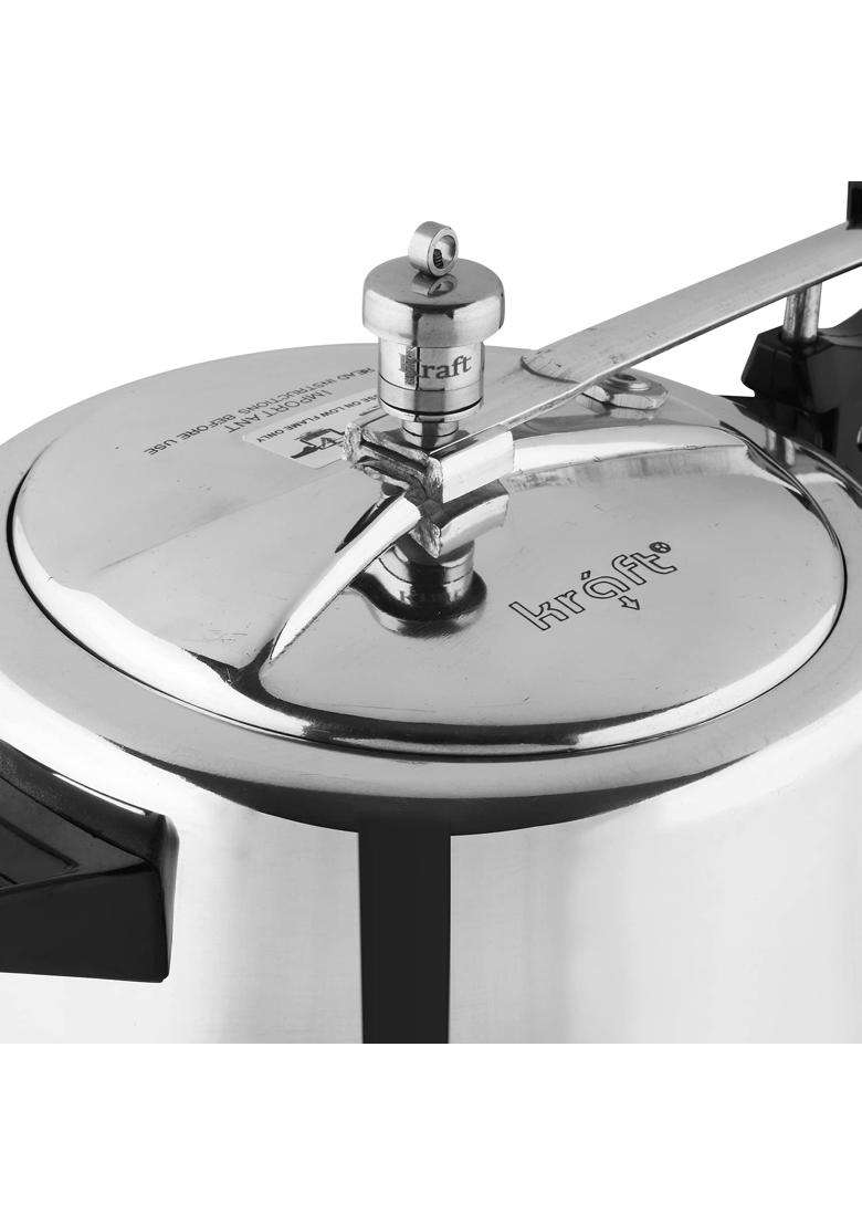 Kraft- follow your imagination Kraft Classic Aluminium Inner Lid Mini Pressure Cooker | 2 L | 2.1 Qt | Induction Compatible - Indya