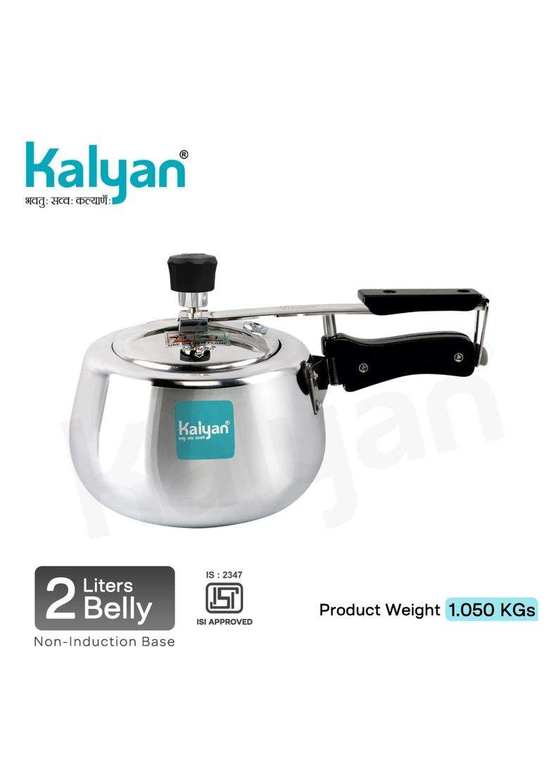 KALYAN Innerlid Belly Non-Induction Base Blue Series Aluminium Pressure Cooker | 2 L | 2.1 Qt - Indya