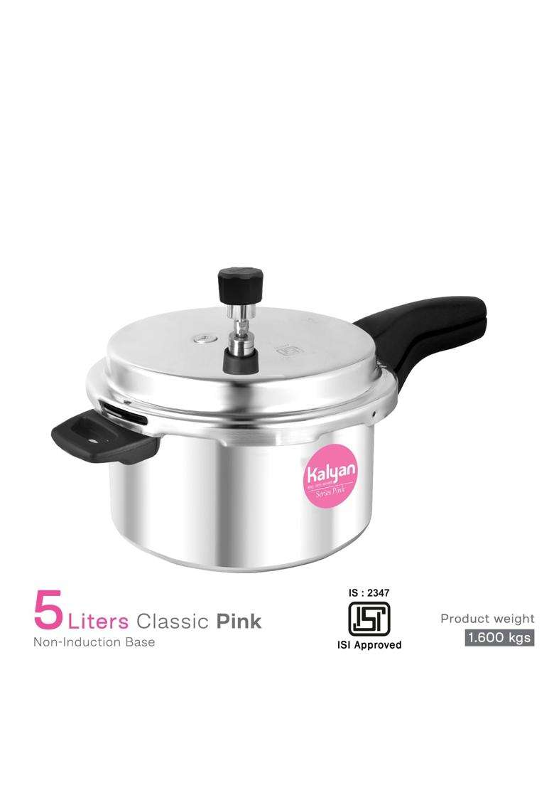 KALYAN Outerlid Non-Induction Base Pink Series Aluminium Pressure Cooker | 5 L | 5.3 Qt - Indya