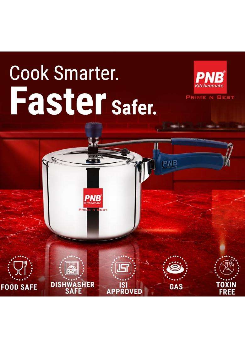 PNB Kitchenmate Stainless Steel Pressure Cooker Inner Lid with Unbreakable Silicone | 3 L | 3.2 Qt | Induction Compatible | Food Safe - Indya