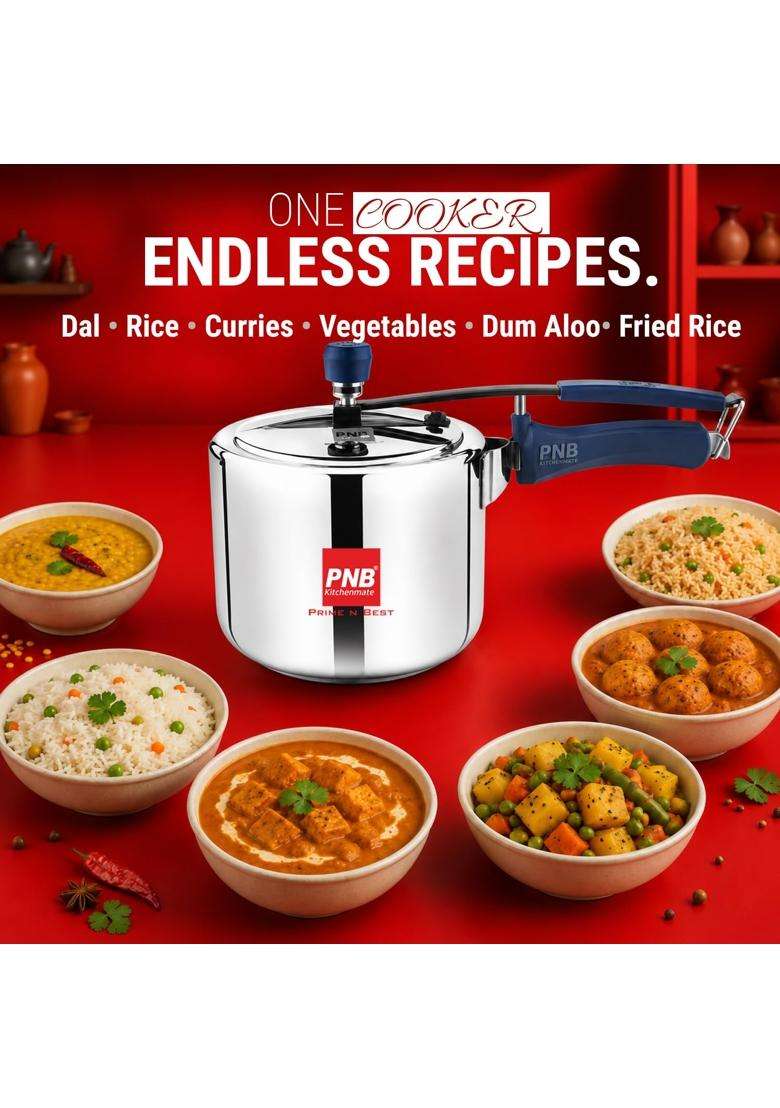 PNB Kitchenmate Stainless Steel Pressure Cooker Inner Lid with Unbreakable Silicone | 3 L | 3.2 Qt | Induction Compatible | Food Safe - Indya