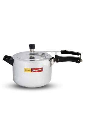 Black Magnum Basics WPR-2 Aluminium Induction Compatible Inner Lid Pressure Cooker | 2 L | 2.1 Qt