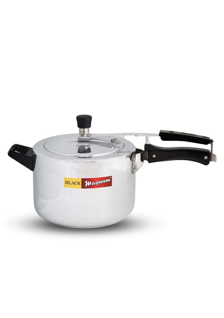 Black Magnum Basics WPR-2 Aluminium Induction Compatible Inner Lid Pressure Cooker | 2 L | 2.1 Qt - Indya