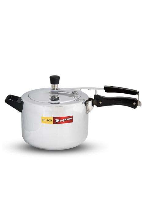 Black Magnum Basics WPR-2 Aluminium Induction Compatible Inner Lid Pressure Cooker | 2 L | 2.1 Qt