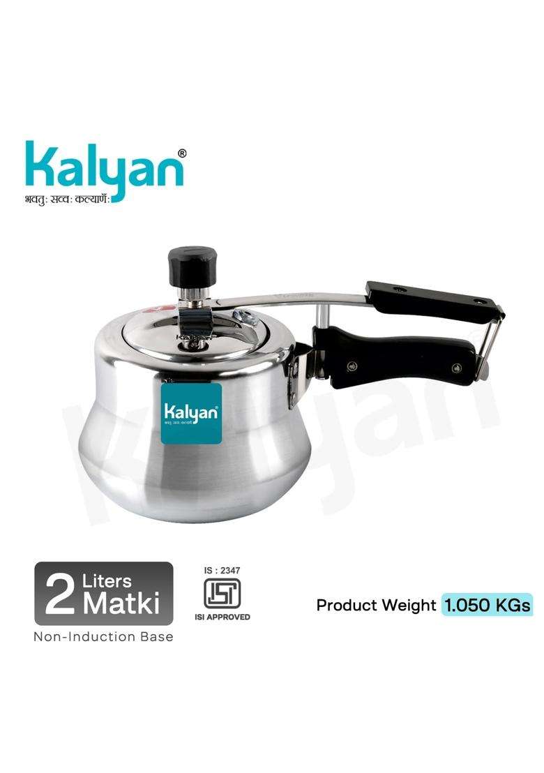 KALYAN Innerlid Matki Non-Induction Base Blue Series Aluminium Pressure Cooker | 2 L | 2.1 Qt - Indya