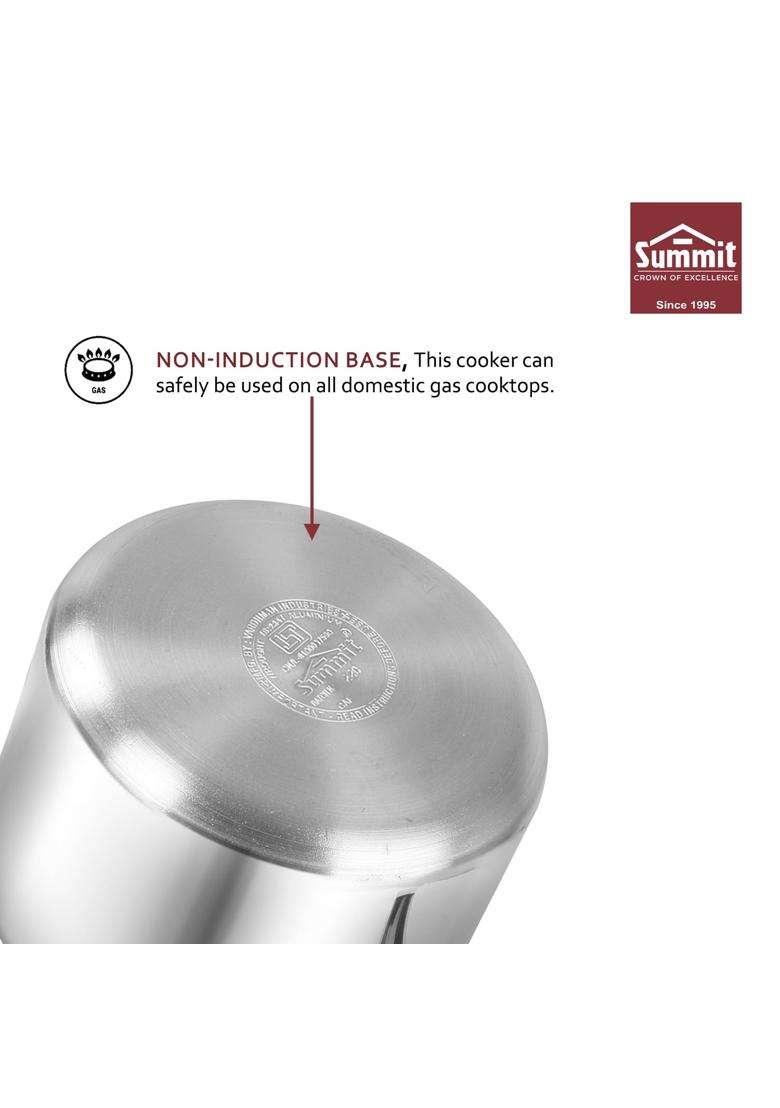 SUMMIT Inner Lid Plain Induction Base Supreme Aluminium Pressure Cooker | 2 L | 2.1 Qt - Indya