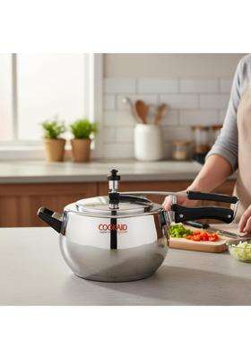 Cookaid Stainless Steel Pressure Cooker with Inner Lid Induction and Gas Stove | 2 L | 2.1 Qt