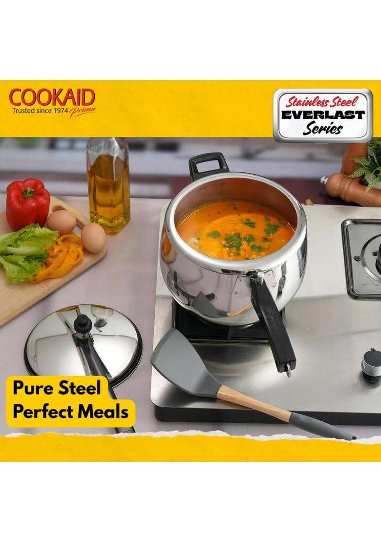 Cookaid Stainless Steel Pressure Cooker with Inner Lid Induction and Gas Stove | 2 L | 2.1 Qt - Indya