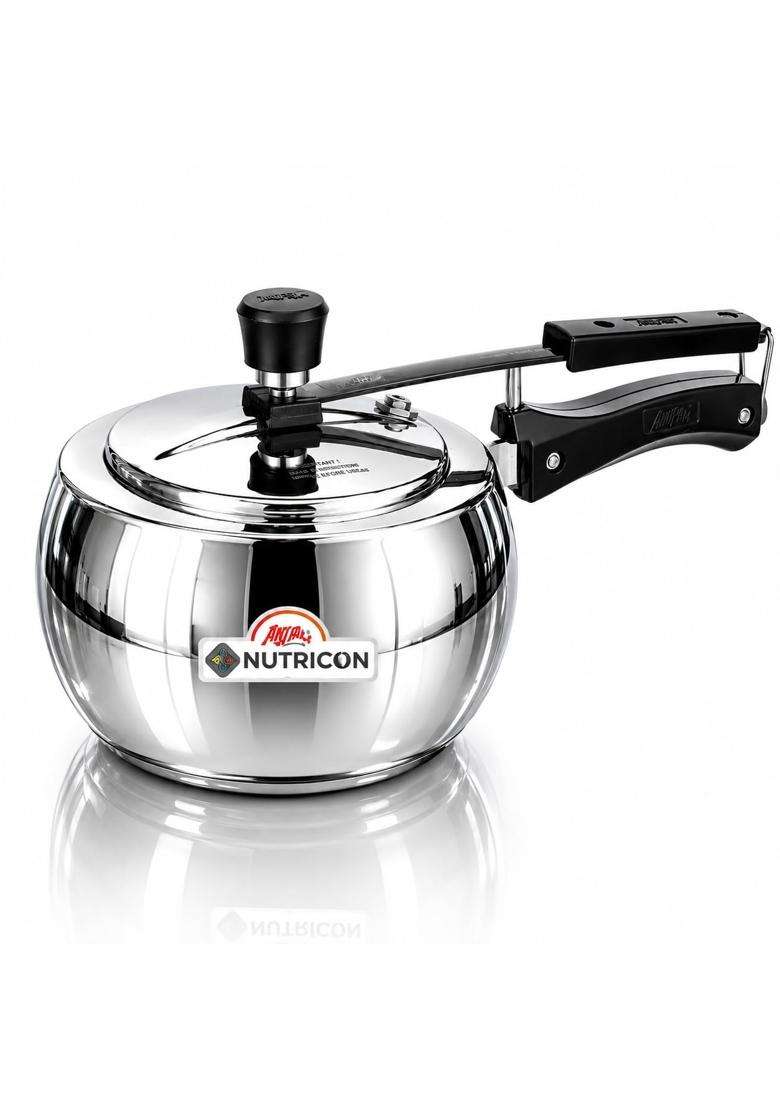 ANJALI Stainless Steel Pressure Cooker with Inner Lid | 2 L | 2.1 Qt | Induction Compatible - Indya