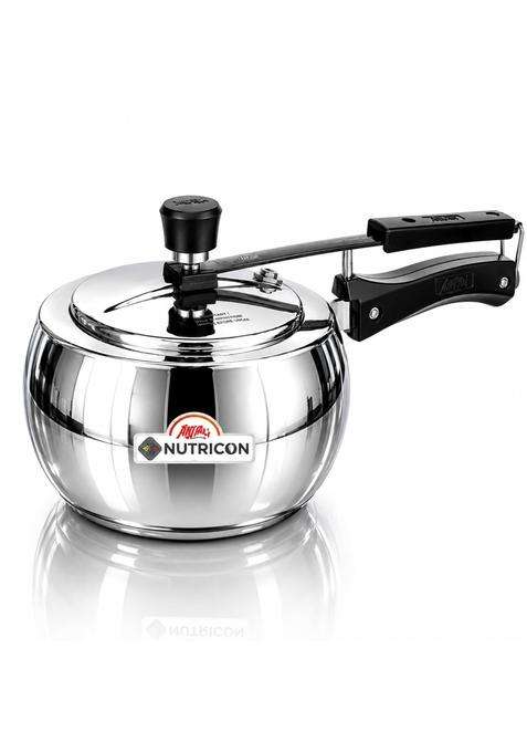 ANJALI Stainless Steel Pressure Cooker with Inner Lid | 2 L | 2.1 Qt | Induction Compatible