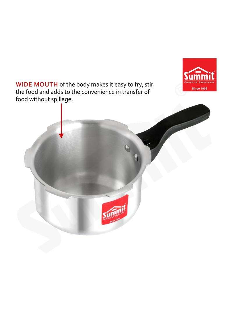SUMMIT Outer Lid Mini Pan Induction Base Aluminum Pressure Cooker | 2 L | 2.1 Qt - Indya