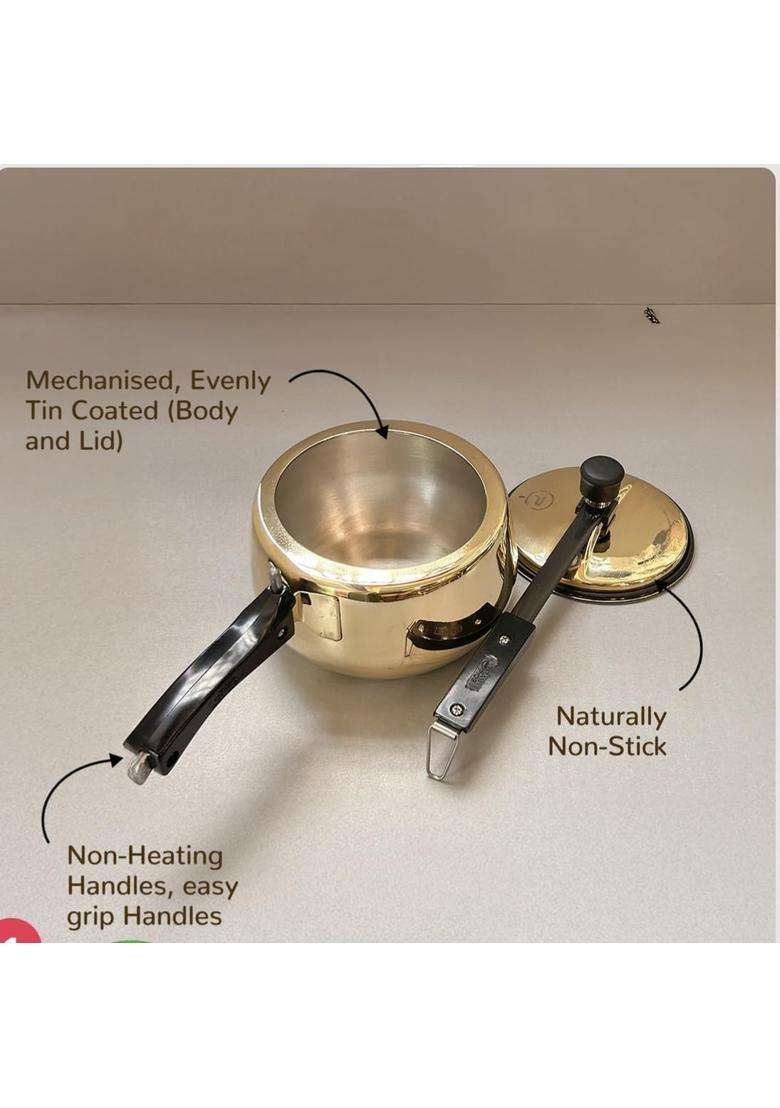 SHAAN mfg. Heavy Quality Pure Brass Cooker | 2 L | 2.1 Qt - Indya