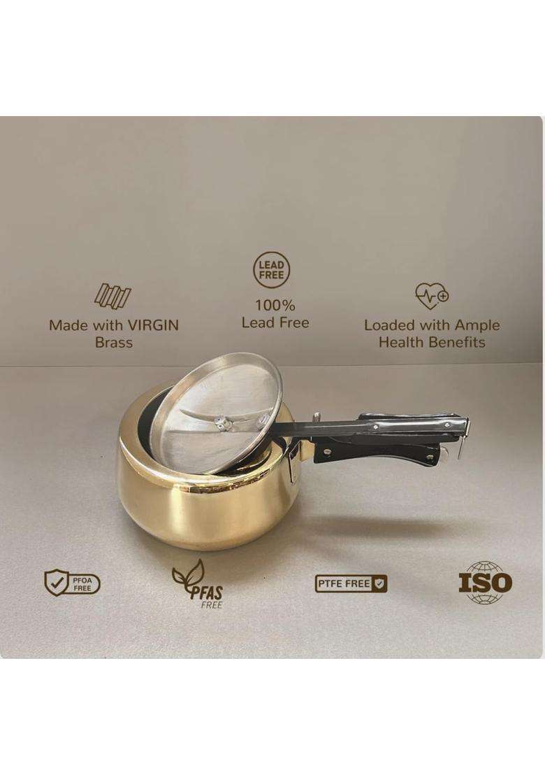 SHAAN mfg. Heavy Quality Pure Brass Cooker | 2 L | 2.1 Qt - Indya