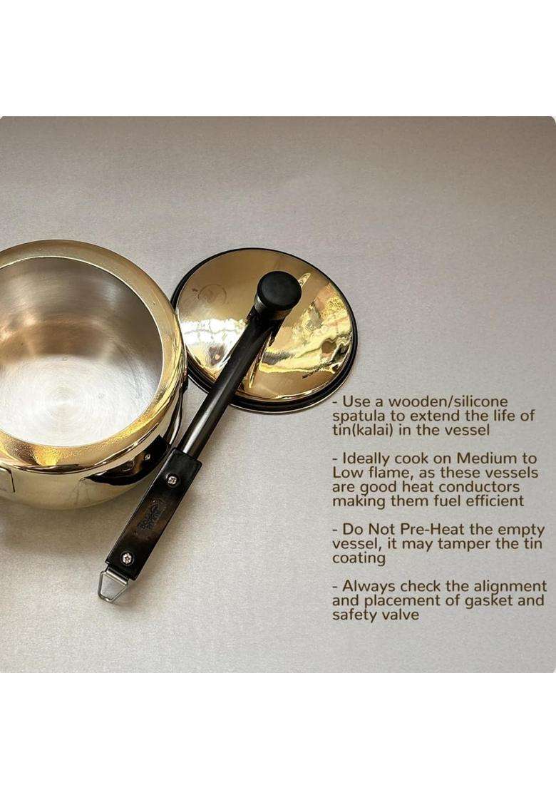 SHAAN mfg. Heavy Quality Pure Brass Cooker | 2 L | 2.1 Qt - Indya