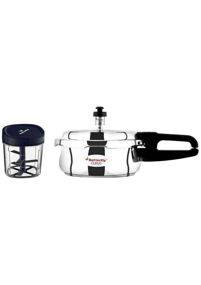 Butterfly Curve Stainless Steel Outer Lid Pressure Cooker | 2 L | 2.1 Qt - Indya
