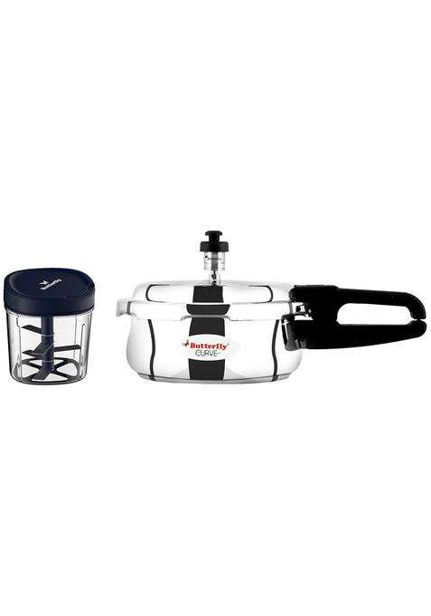 Butterfly Curve Stainless Steel Outer Lid Pressure Cooker | 2 L | 2.1 Qt