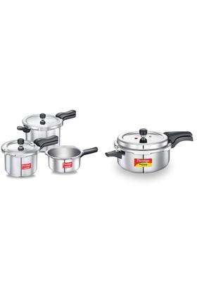 Prestige Pressure Cooker Combo Aluminium Svachh Outer Lid | 2 L | 2.1 Qt | Induction Compatible