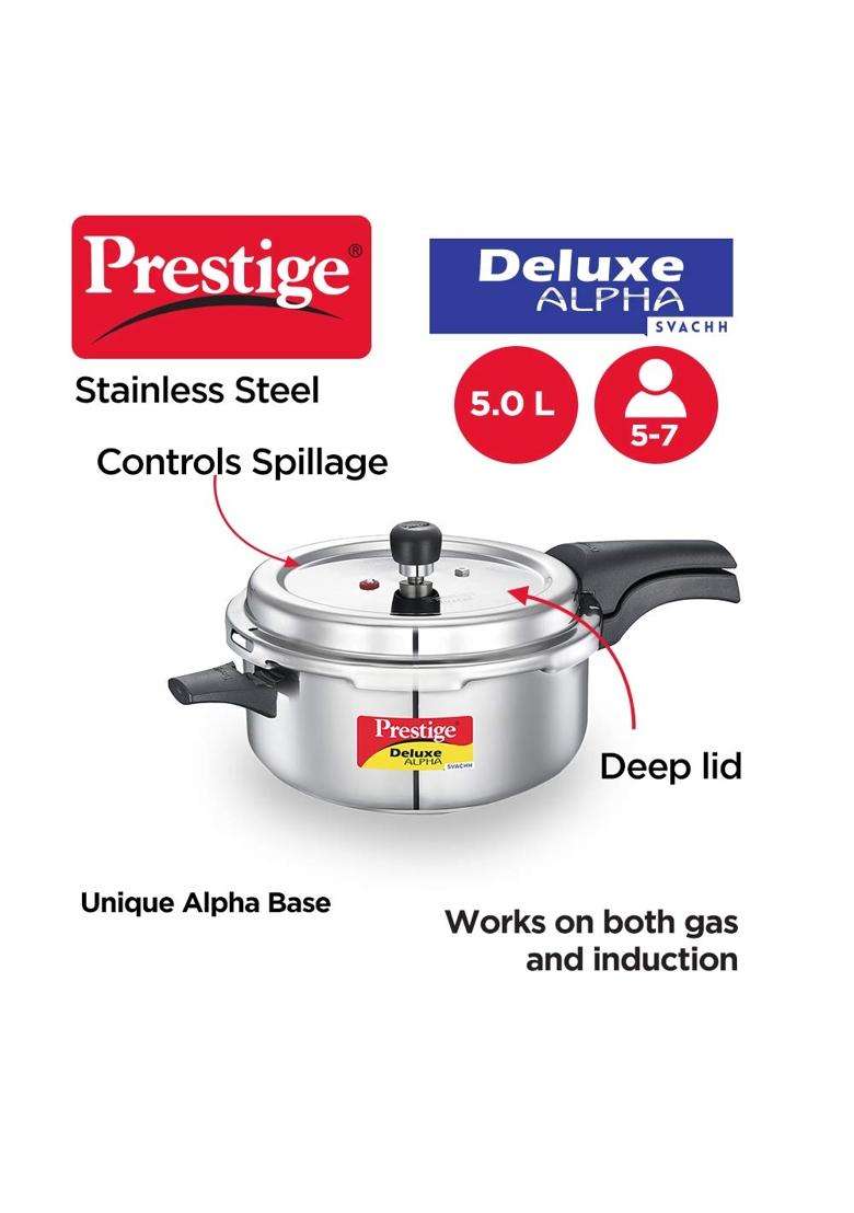 Prestige Pressure Cooker Combo Aluminium Svachh Outer Lid | 2 L | 2.1 Qt | Induction Compatible - Indya