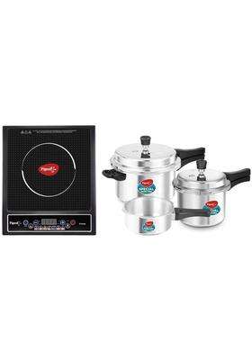 Pigeon By Stovekraft Aluminium Outer Lid Pressure Cooker Combo | 2 L | 2.1 Qt | Induction Compatible