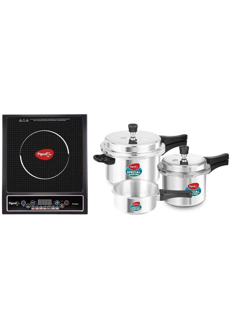 Pigeon By Stovekraft Aluminium Outer Lid Pressure Cooker Combo | 2 L | 2.1 Qt | Induction Compatible - Indya
