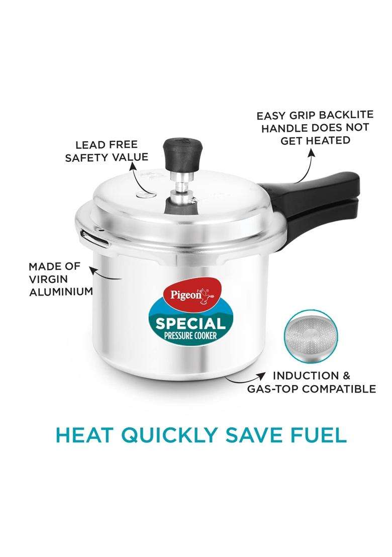 Pigeon By Stovekraft Aluminium Outer Lid Pressure Cooker Combo | 2 L | 2.1 Qt | Induction Compatible - Indya
