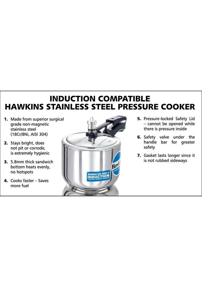 Hawkins Stainless Steel Tall Pressure Cooker | 3 L | 3.2 Qt - Indya