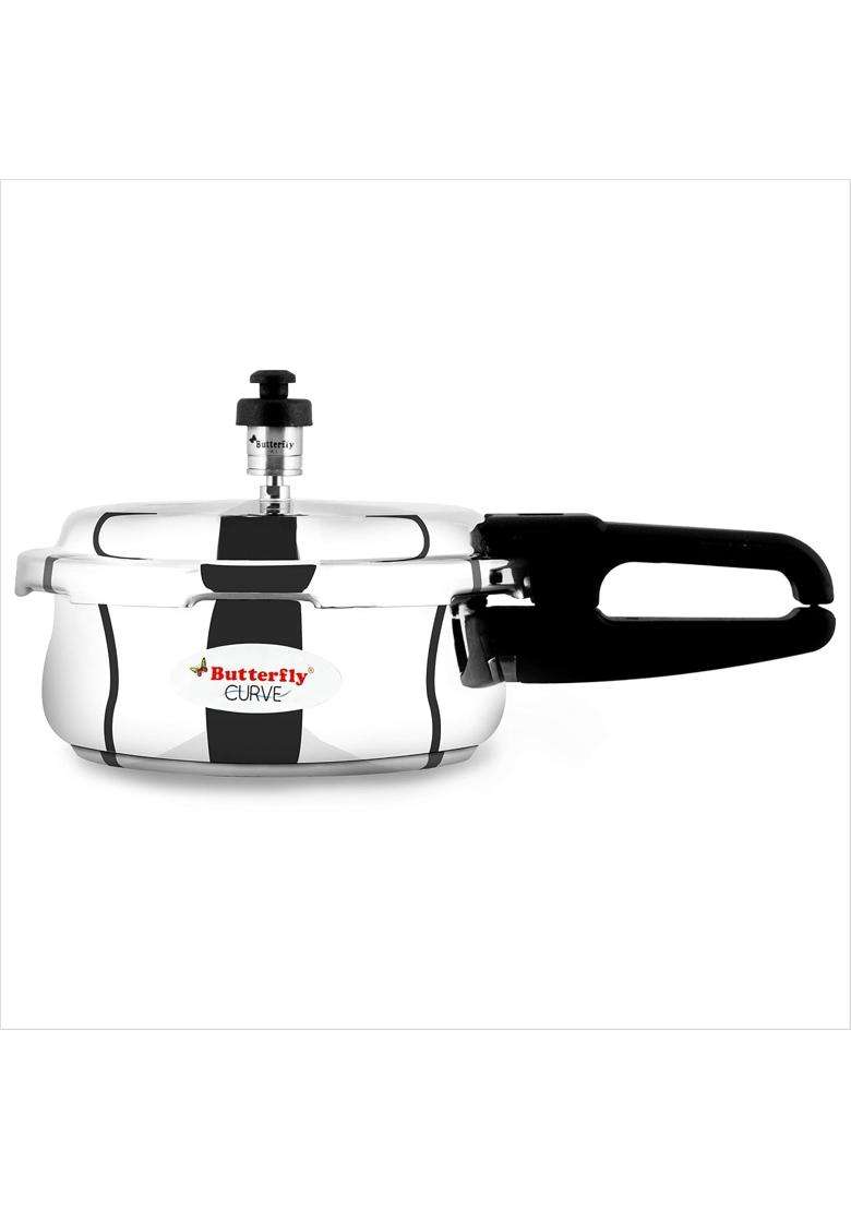 Butterfly Stainless Steel Curve Outer Lid Pressure Cooker | 2 L | 2.1 Qt - Indya