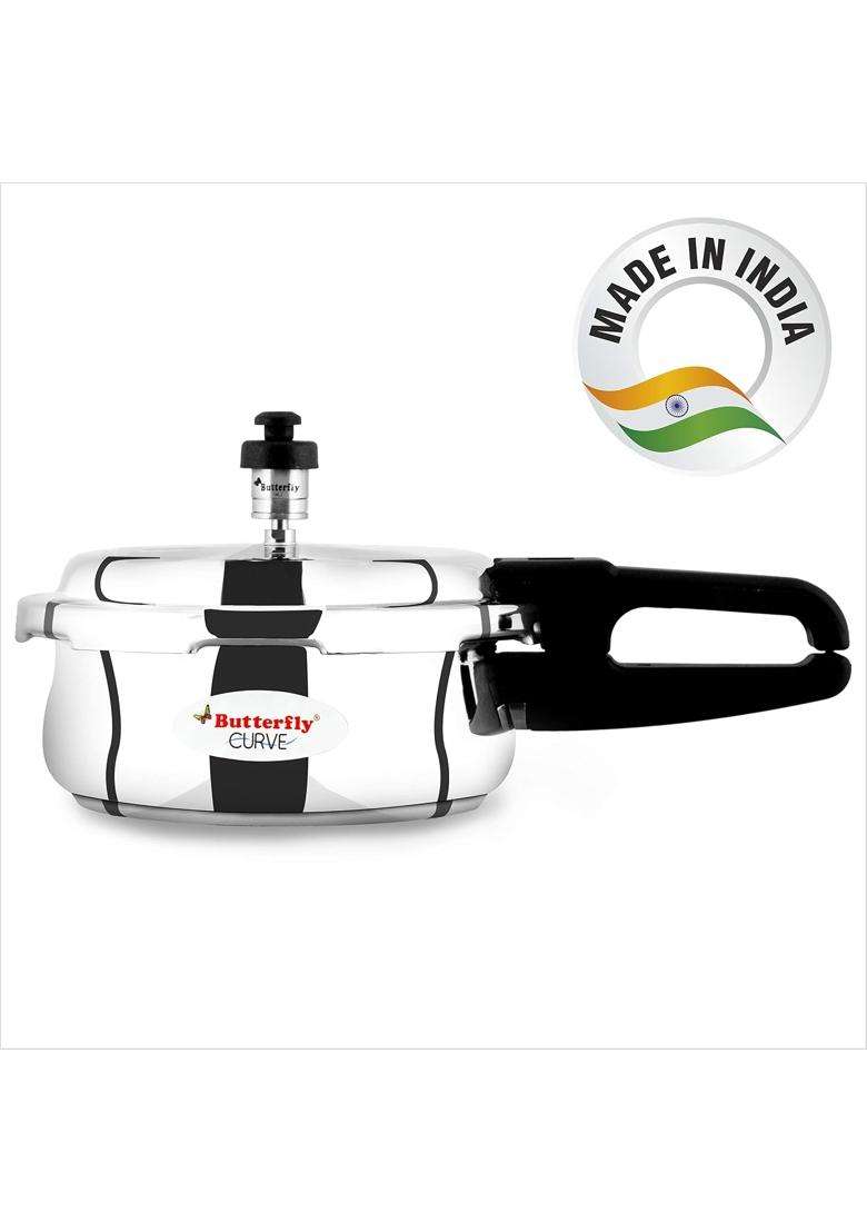 Butterfly Stainless Steel Curve Outer Lid Pressure Cooker | 2 L | 2.1 Qt - Indya