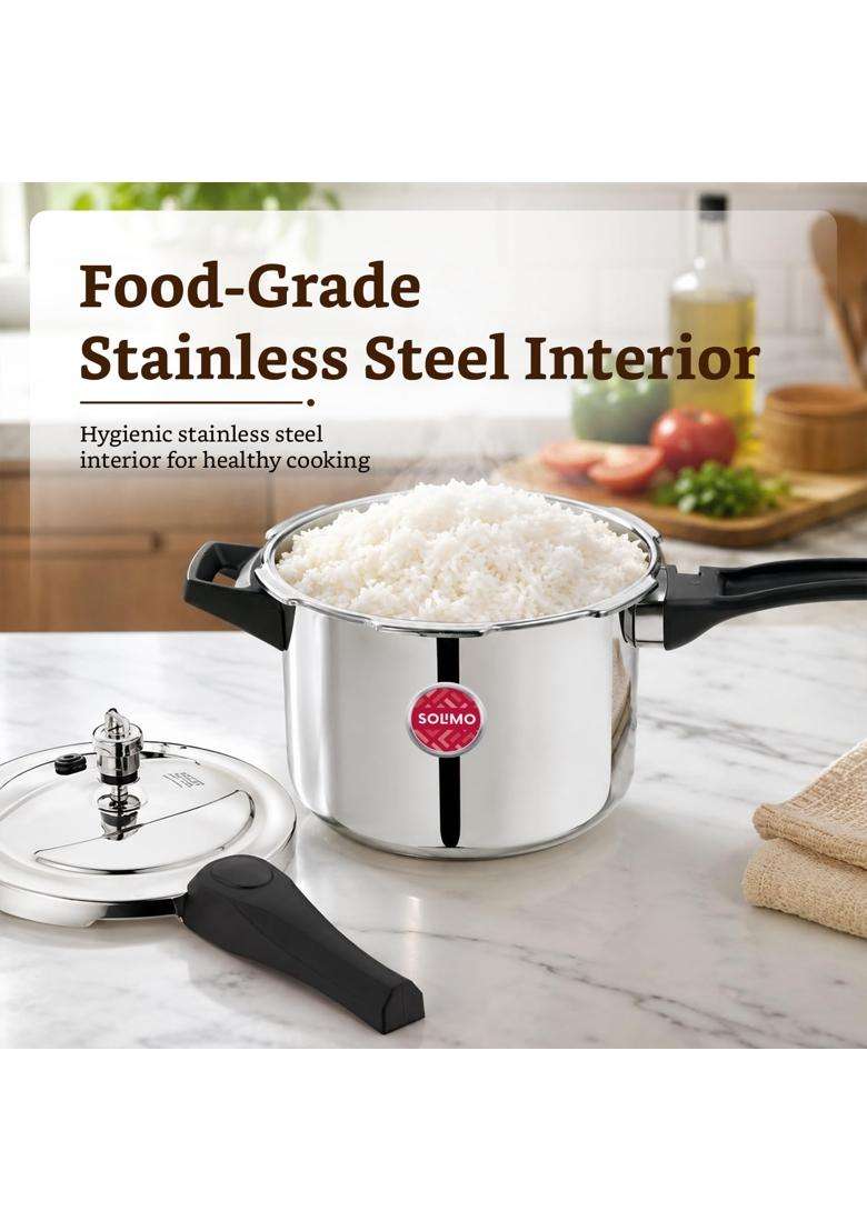 Solimo Amazon Brand Solimo Stainless Steel Pressure Cooker | 3 L | 3.2 Qt | Induction Compatible | Food Safe - Indya