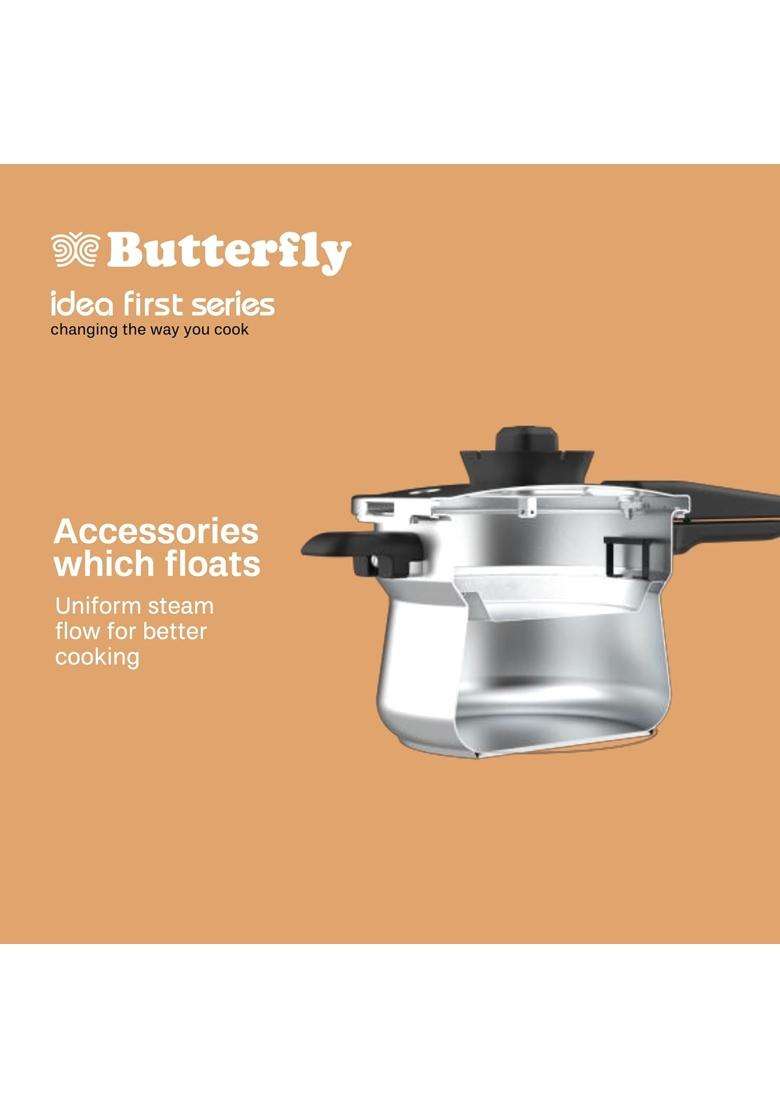 Butterfly Duo Curve SS Pressure Cooker | 3 L | 3.2 Qt | Induction Compatible - Indya