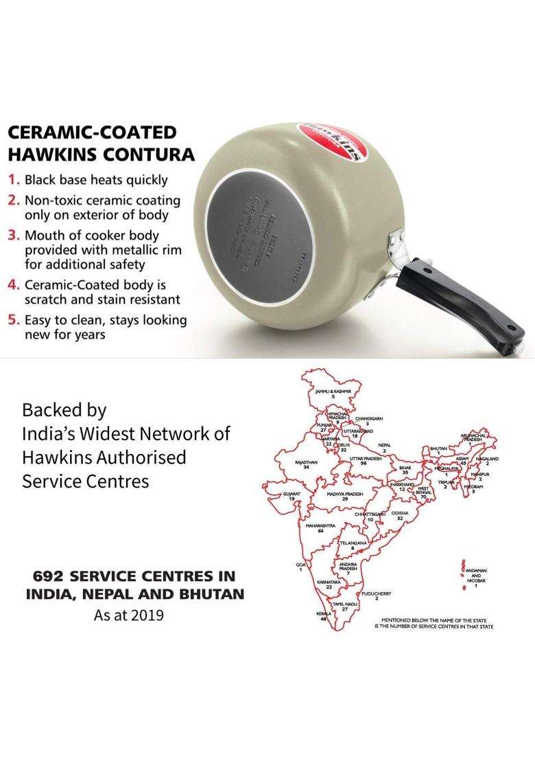 Hawkins Ceramic Coated Pressure Cooker | 3 L | 3.2 Qt - Indya