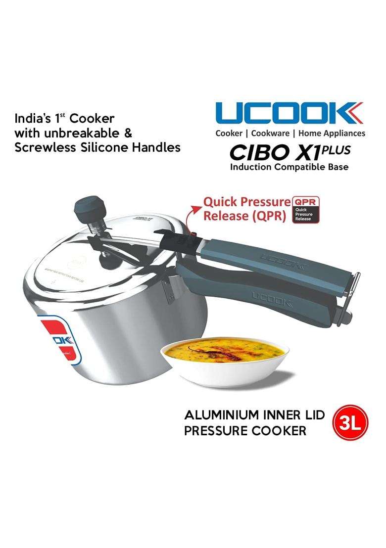 UCOOK By United Ekta Group. CIBO X1 Plus Aluminium Induction Pressure Cooker | 3 L | 3.2 Qt - Indya