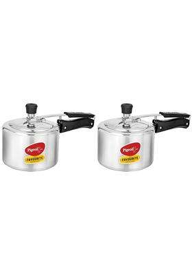Pigeon By Stovekraft Favourite Aluminium Inner Lid Induction Base Pressure Cooker | 3 L | 3.2 Qt | Pack of 2
