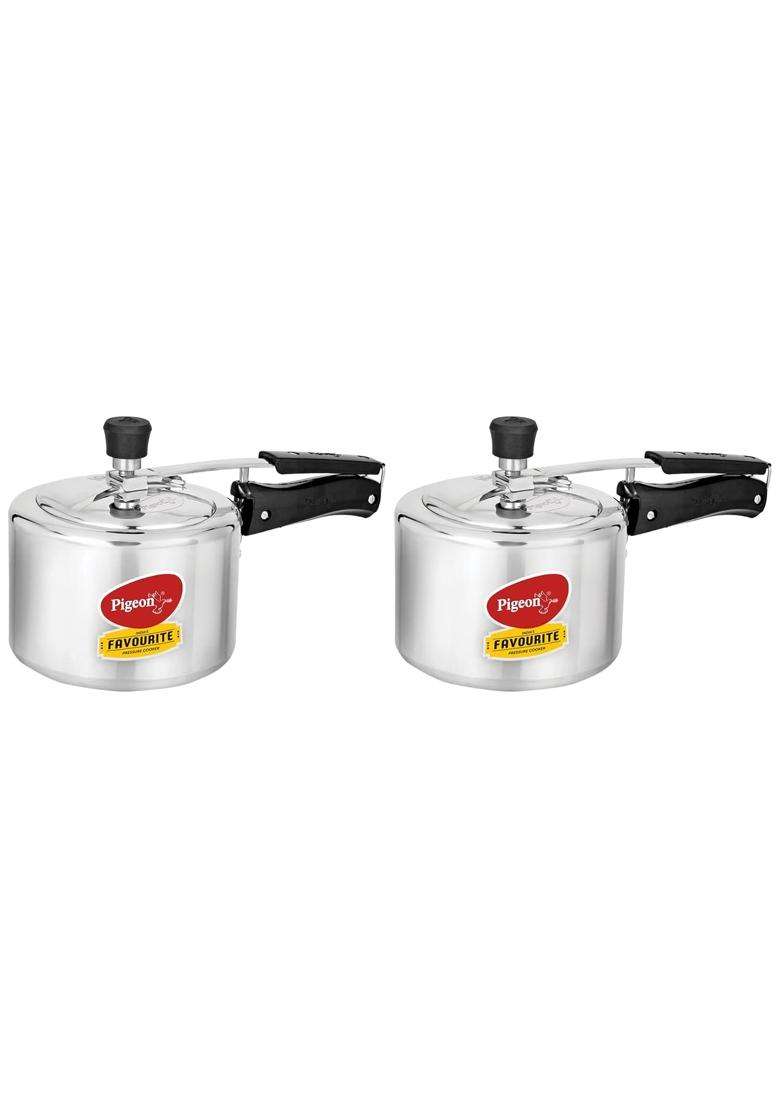 Pigeon By Stovekraft Favourite Aluminium Inner Lid Induction Base Pressure Cooker | 3 L | 3.2 Qt | Pack of 2 - Indya