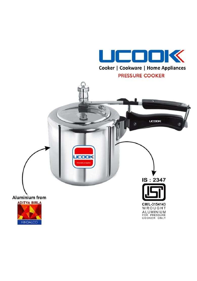 UCOOK By United Ekta Group. Aluminium Tall Body Inner Lid Induction Pressure Cooker | 3 L | 3.2 Qt - Indya