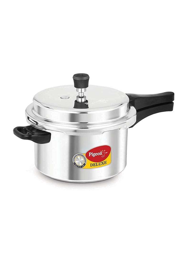 Pigeon By Stovekraft Deluxe Aluminium Outer Lid Pressure Cooker Without Induction Base | 5 L | 5.3 Qt - Indya