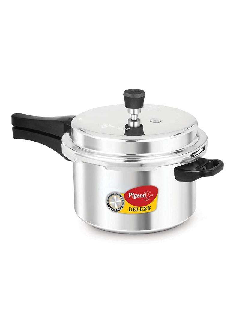 Pigeon By Stovekraft Deluxe Aluminium Outer Lid Pressure Cooker Without Induction Base | 5 L | 5.3 Qt - Indya