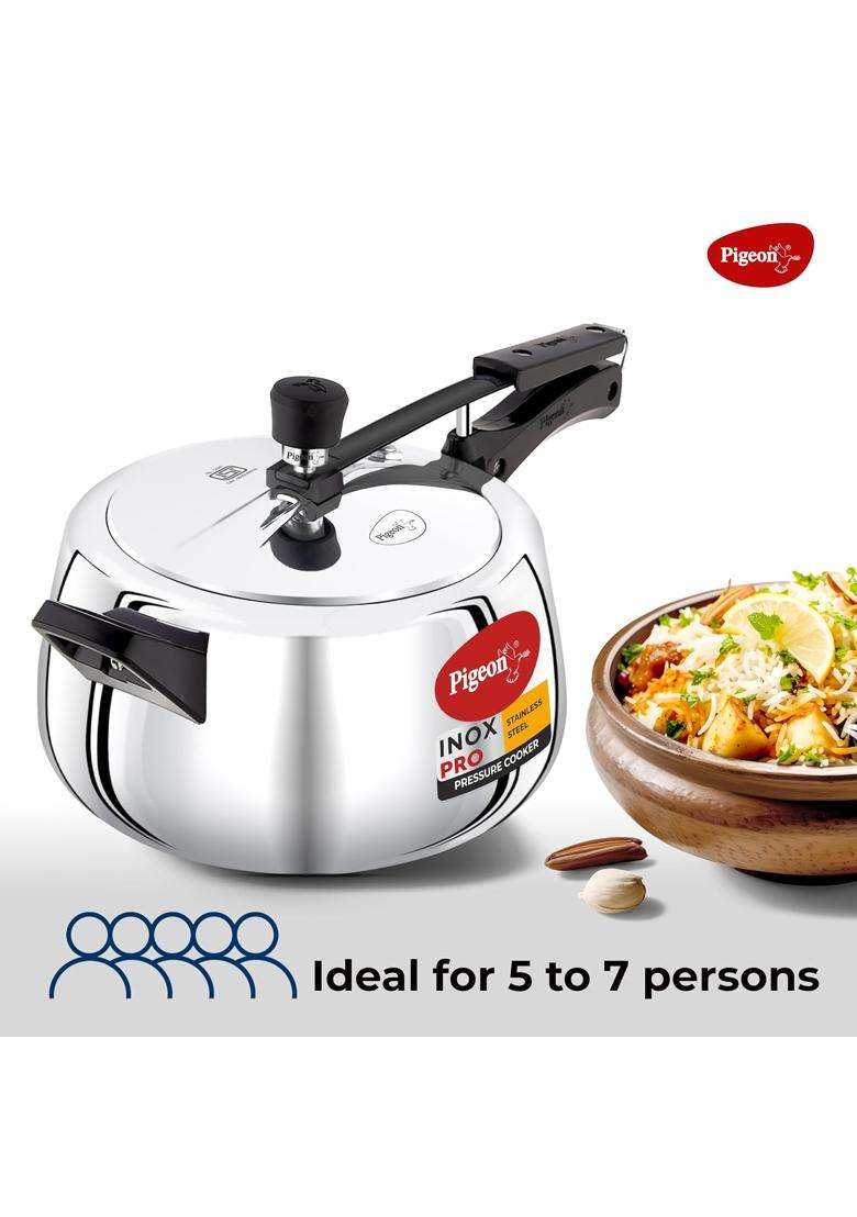 Pigeon By Stovekraft Inox Pro Inner Lid Stainless Steel Cooker | 5 L | 5.3 Qt - Indya