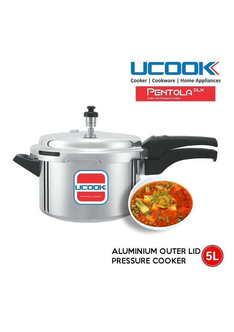 UCOOK Pentola DLX Aluminium Outer Lid Pressure Cooker | 5 L | 5.3 Qt - Indya